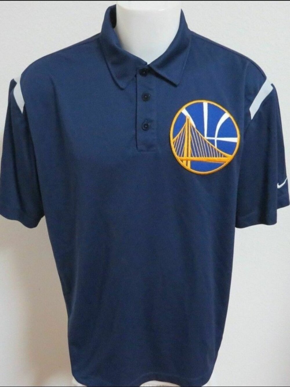 Sz L WARRIORS Blue Nike Dri-Fit Men's db #33T Polo Shirt